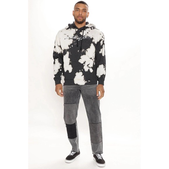 The Rolling Stones Men's Tongue Tie Dye Vintage Black Wash Hoodie Sweatshirt - Picture 5 of 6